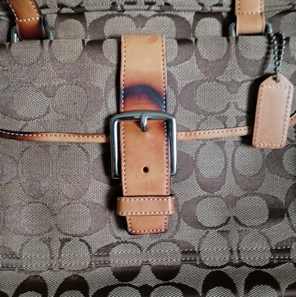 Coach Campbell Signature C  Brown w/Leather Trim Handbag/Shoulder Bag - Picture 2 of 14